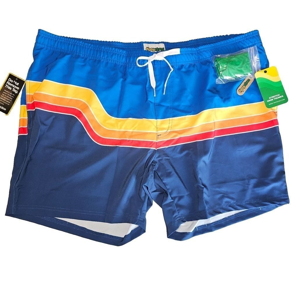 TIPSY ELVES Mens Swim Trunks Size 3X Lined Retro Rider Stretch NWT